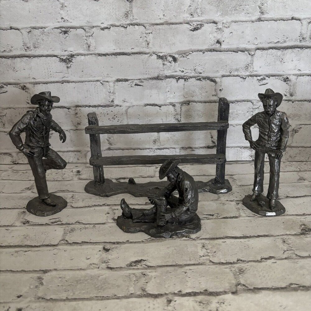 Vintage Michael Ricker Pewter Cowboy Figures Lot Of 4